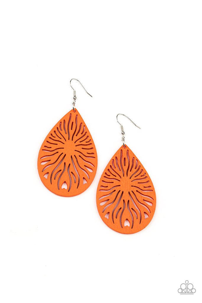 Sunny Incantations - Orange Wood Earrings - Chic Jewelry Boutique