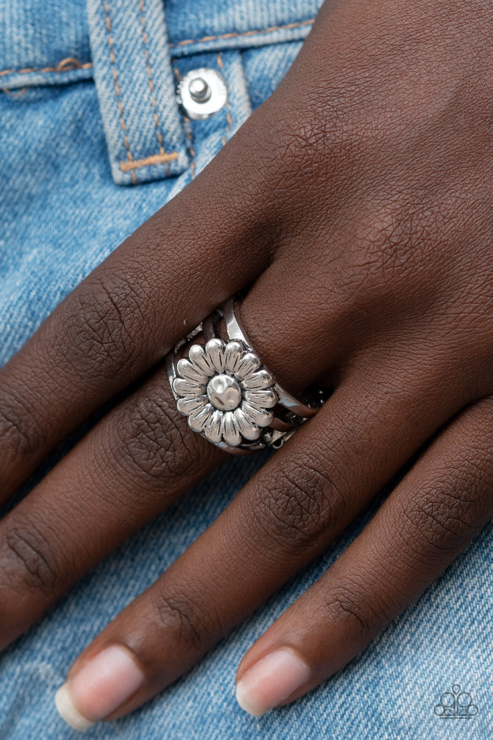 FLOWERBED and Breakfast - Silver Ring - Paparazzi Accessories