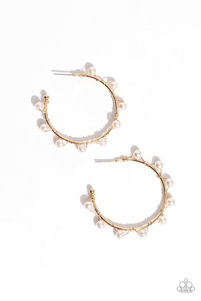 Night at the Gala - Gold& Pearl Hoop Earrings - Chic Jewelry Boutique