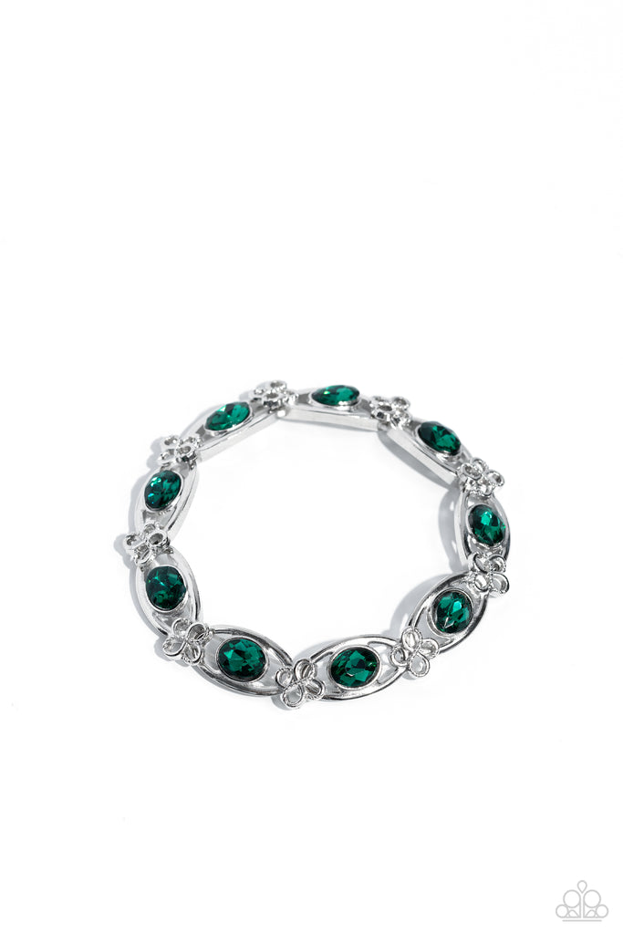 Infinite Impression - Green Rhinestone Bracelet - Chic Jewelry Boutique