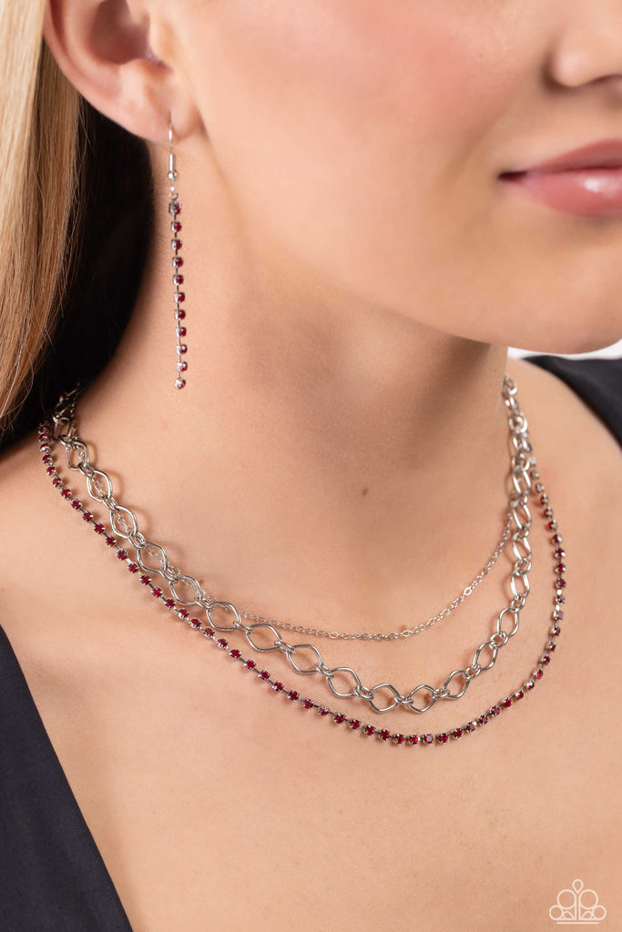 Tasteful Tiers - Red Necklace - Chic Jewelry Boutique