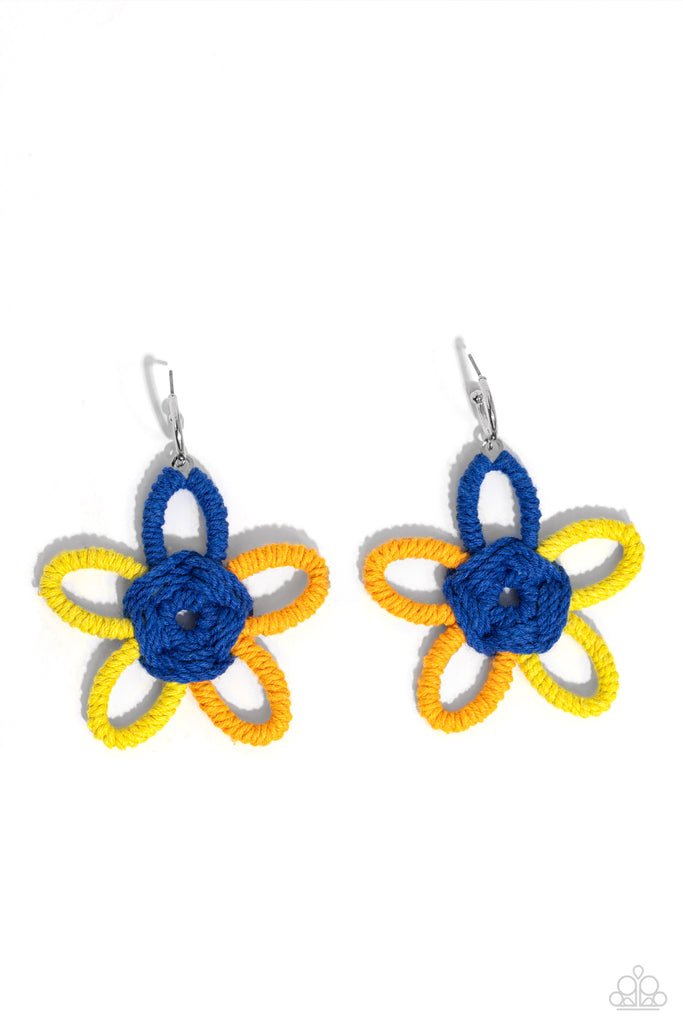 Spin a Yarn - Orange Flower Earrings - Chic Jewelry Boutique