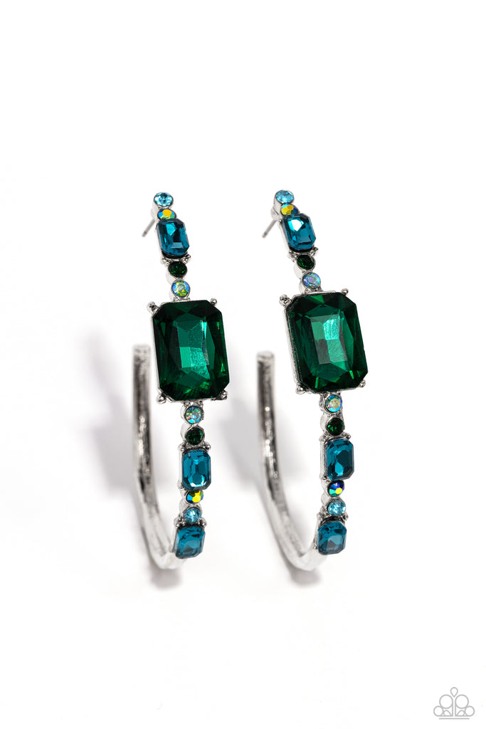 Elite Ensemble - Green Hoop Earrings - Chic Jewelry Boutique