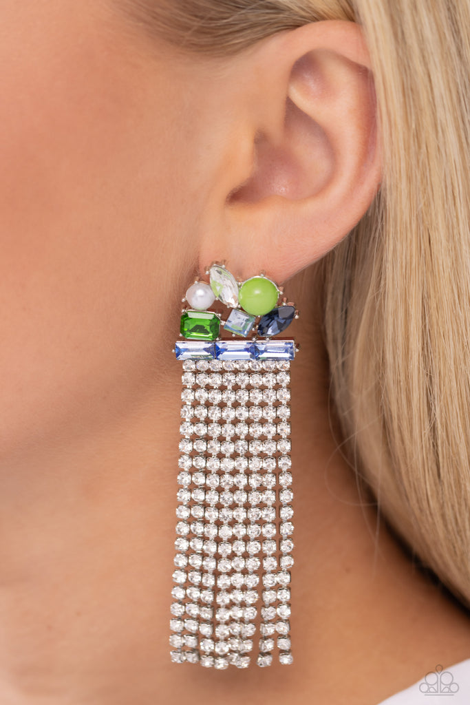 Horizontal Hallmark - Blue Earrings - Chic Jewelry Boutique