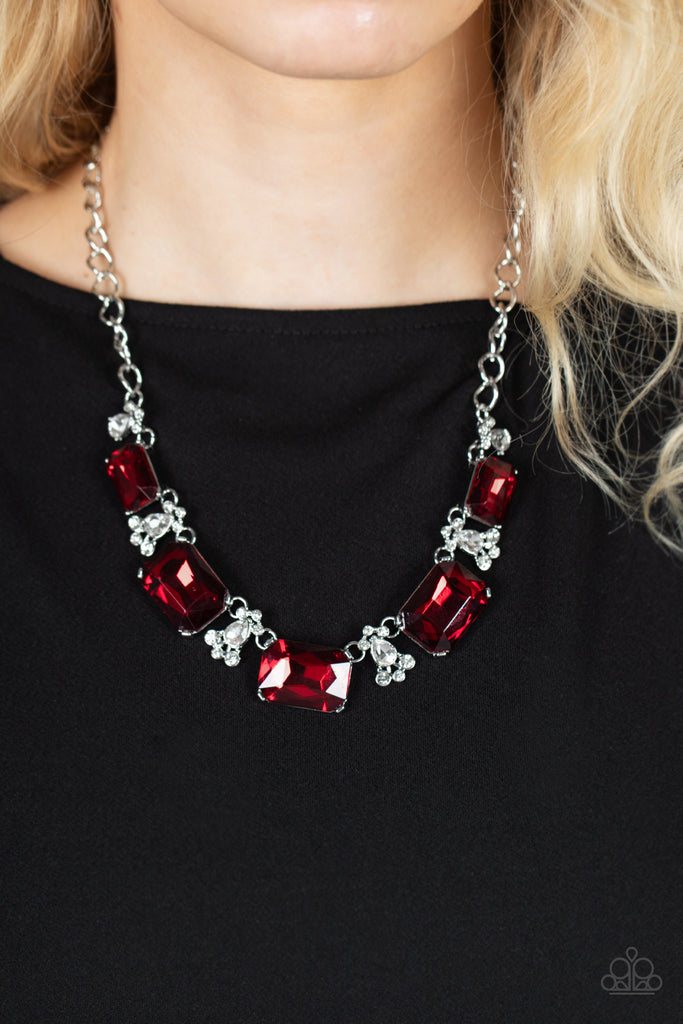 Flawlessly Famous - Red Rhinestone Necklace - Paparazzi