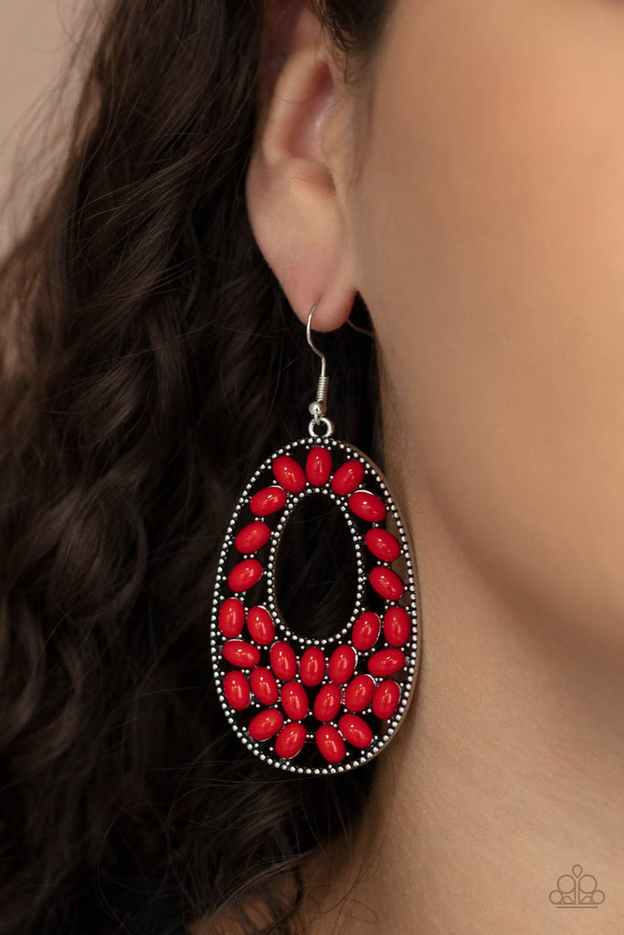 Beaded Shores - Red Earrings - Paparazzi