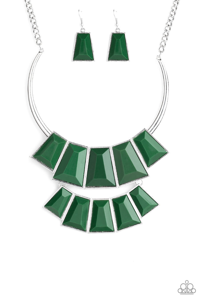 Lions, TIGRESS, and Bears - Green Emerald Cut Necklace & Earring Set - 2019 Convention Collection - Paparazzi Accessories - Chic Jewelry Boutique by Andrea