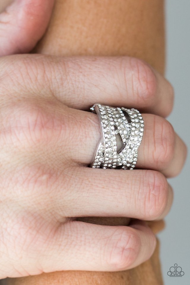 Back on the Glitter Track Rhinestone Ring Paparazzi Chic Jewelry