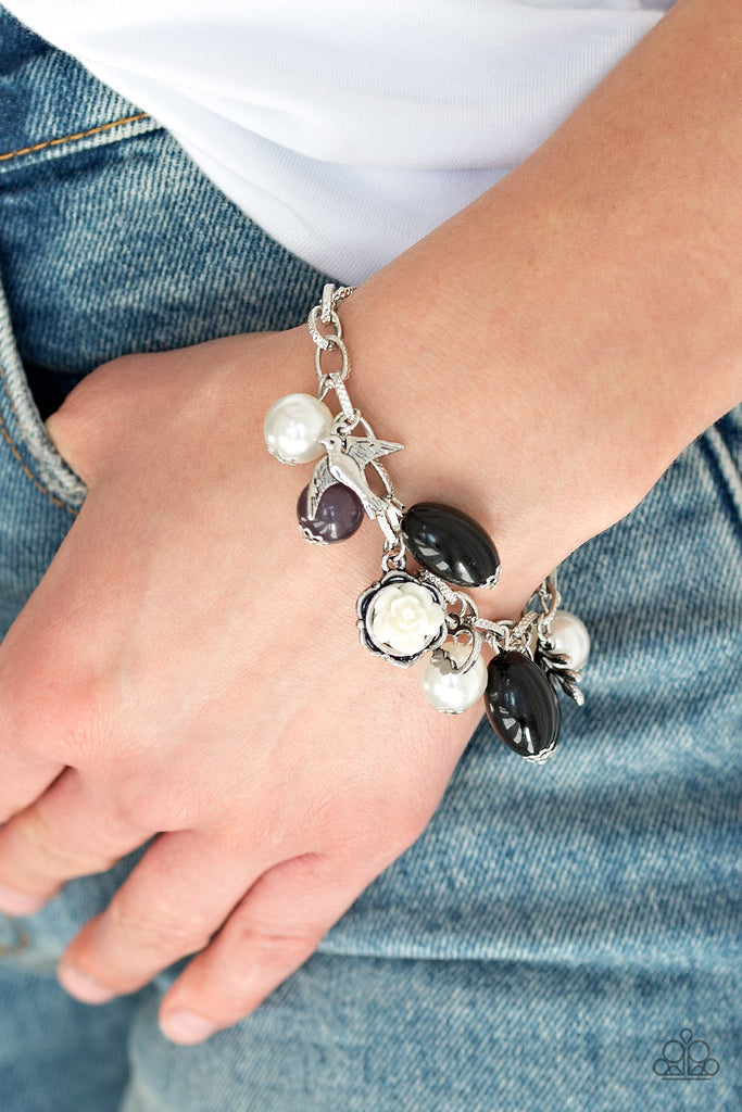 Love Doves - Black Pearl & Silver Charm Bracelet - Paparazzi Accessories - Chic Jewelry Boutique by Andrea