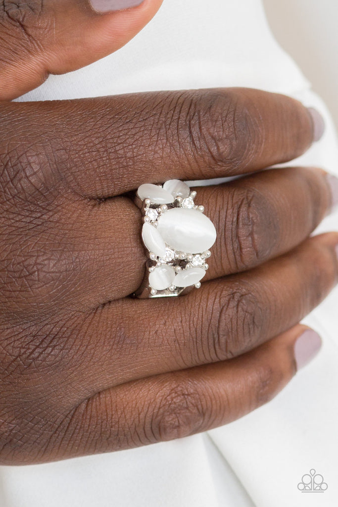 Modern Moonwalk - White Moonstone Ring - Paparazzi Accessories - Chic Jewelry Boutique by Andrea