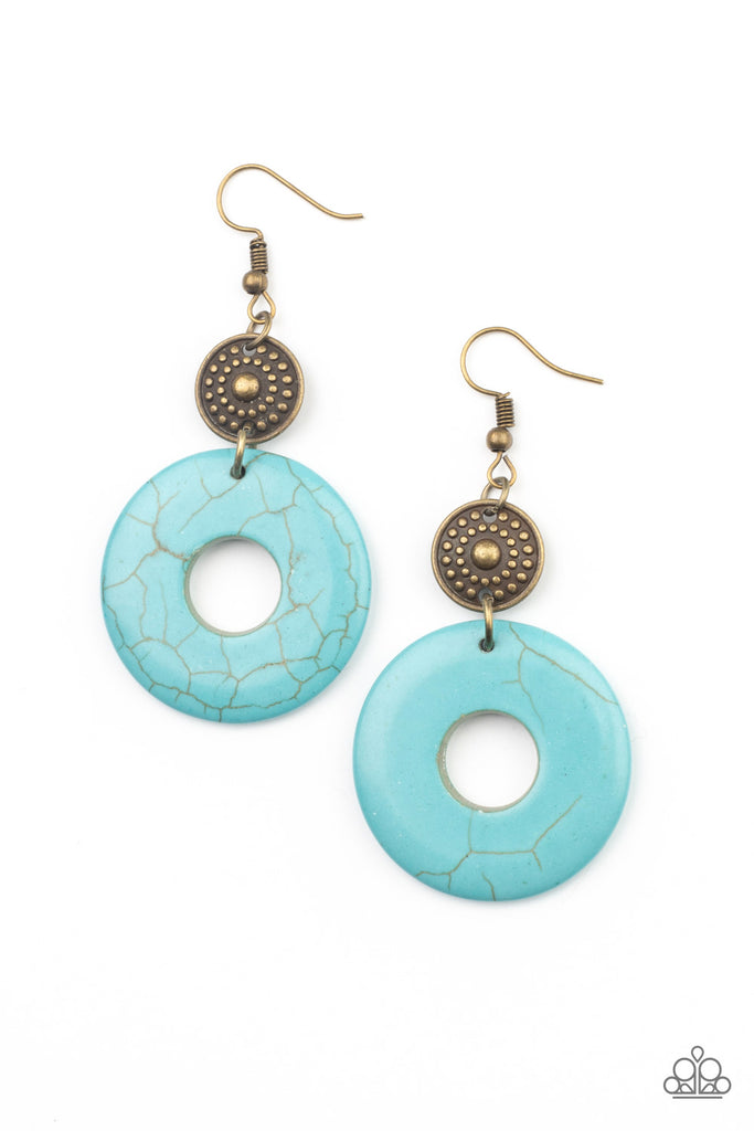 Earthy Epicenter - Brass & Turquoise Earrings - Paparazzi
