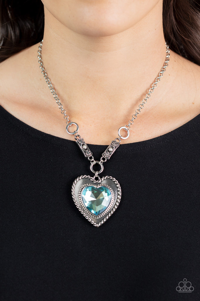 Heart Full of Fabulous - Blue Heart Necklace - Paparazzi
