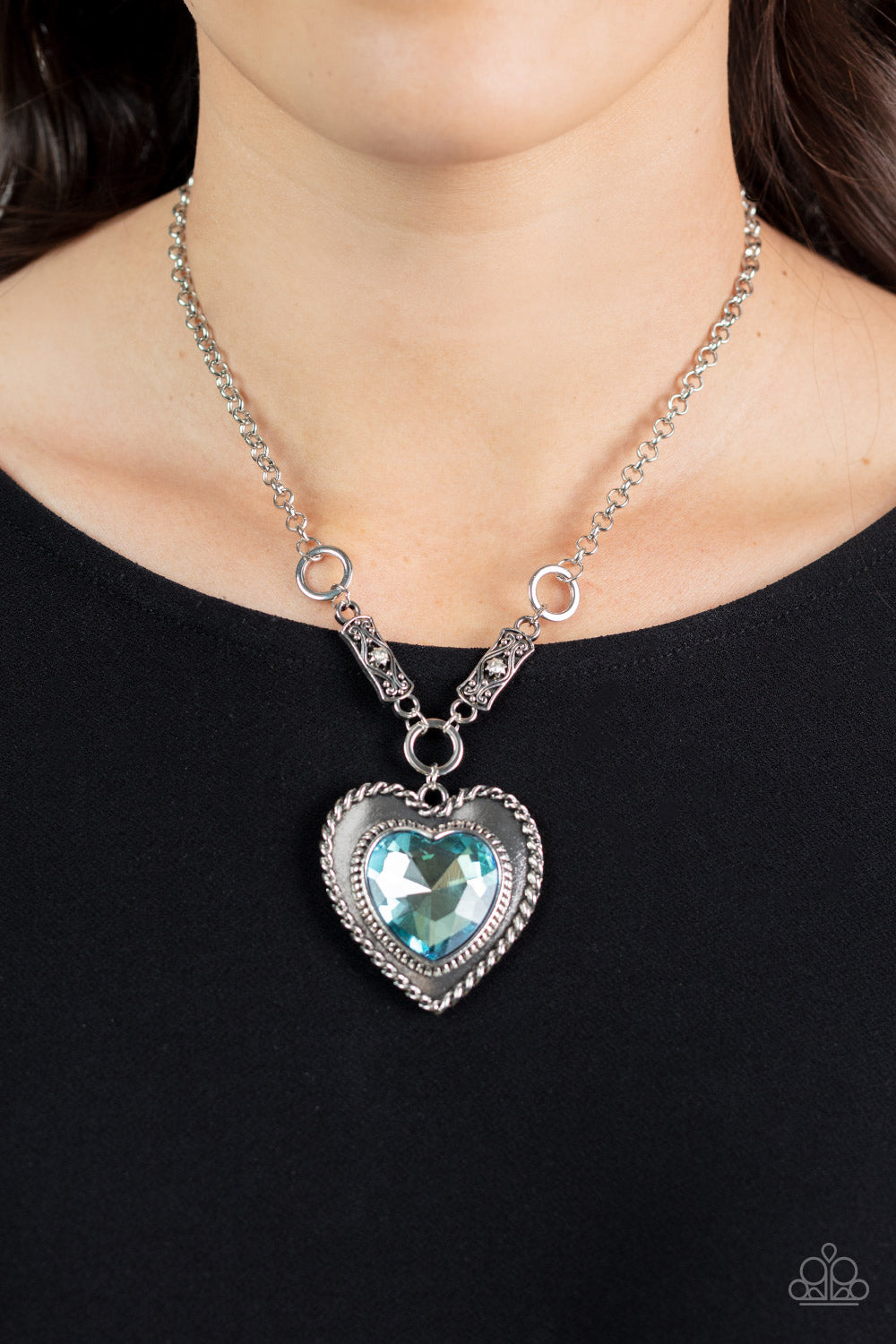 Blue store heart necklace