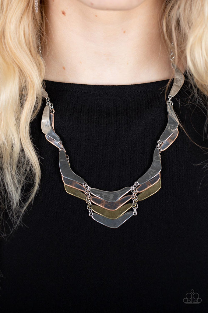 Mixed Metal Mecca - Silver, Brass & Copper Necklace - Paparazzi