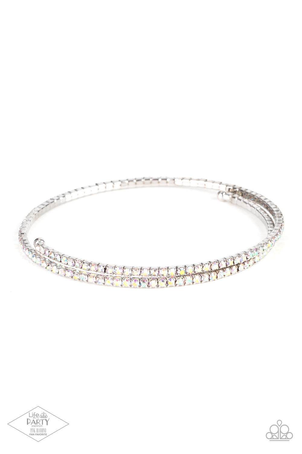 Sleek Sparkle - Multi Iridescent Rhinestone Coil Bracelet