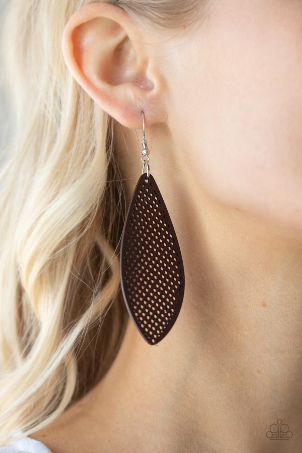 Brown wood store earrings paparazzi