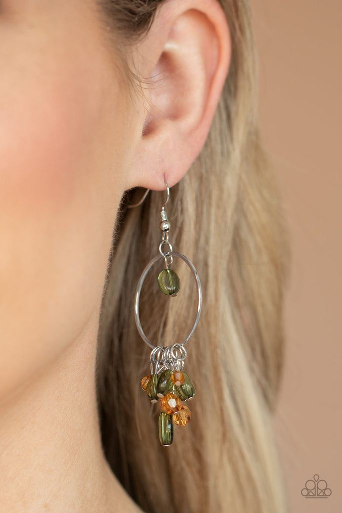 Where The Sky Touches The Sea - Multi Brown & Green Hoop Earrings - Paparazzi