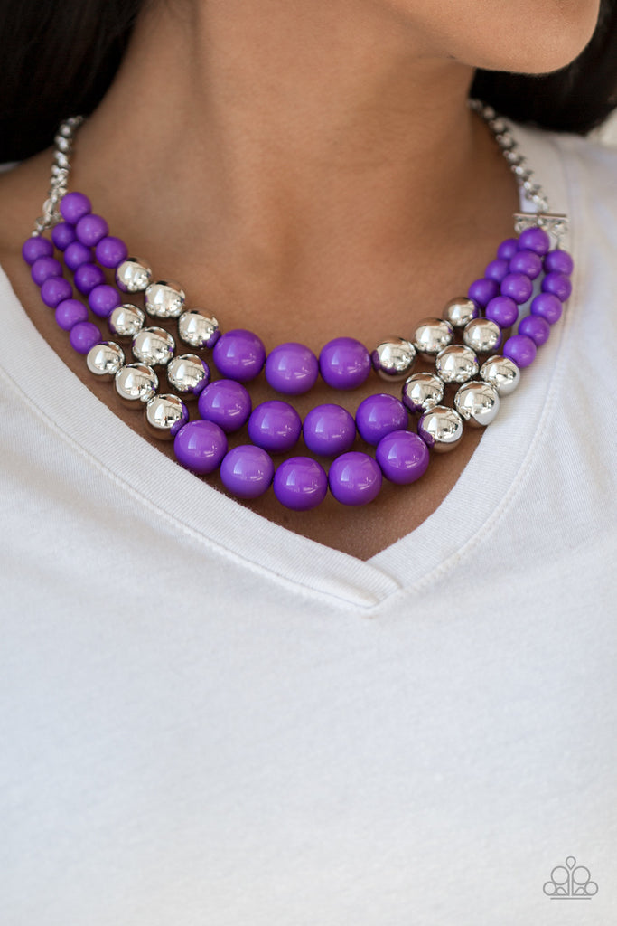 Dream Pop - Purple and Silver Necklace & Earring Set - Paparazzi Accessories - Chic Jewelry Boutique by Andrea