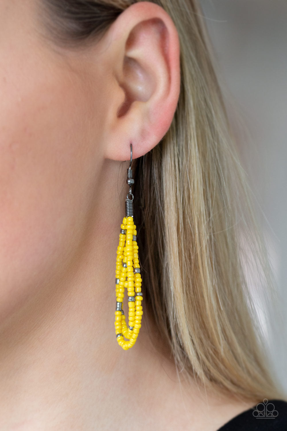 Yellow seed bead store earrings paparazzi