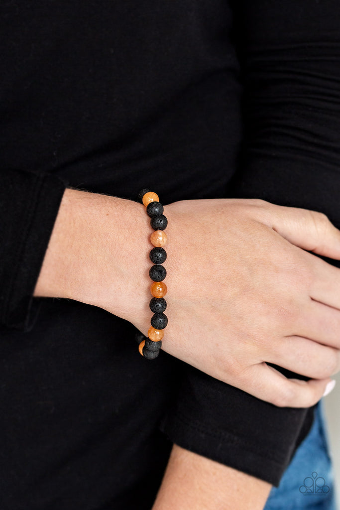Top Ten Zen - Orange and Black Lava Rock Bracelet - Paparazzi Accessories - Chic Jewelry Boutique by Andrea