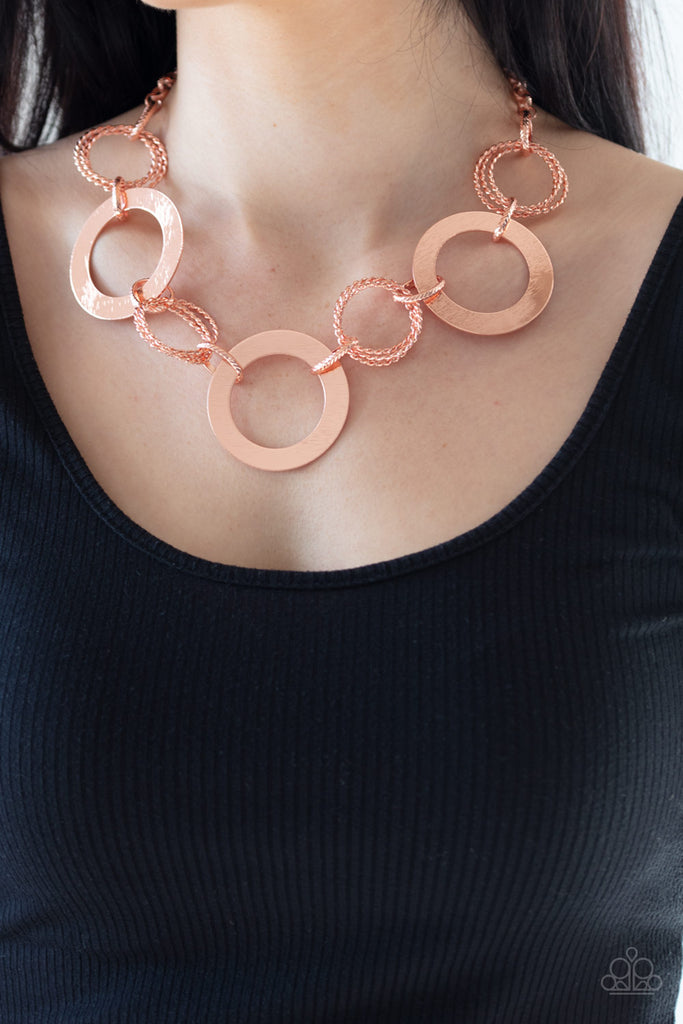 Ringed in Radiance - Copper Necklace - Paparazzi