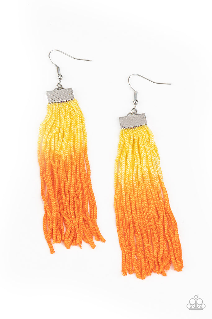 Dual Immersion - Yellow To Amberglow Tassel Earrings - Paparazzi