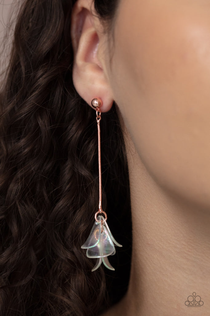 Keep Them In Suspense - Copper Iridescent Earrings - Paparazzi