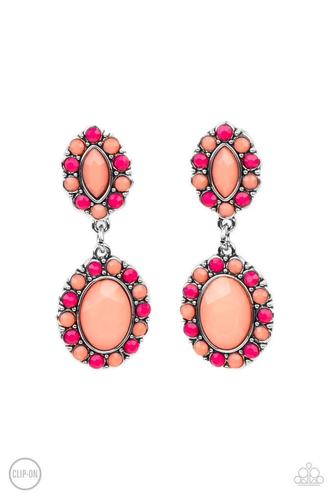 Positively Pampered - Orange Coral & Pink Earrings - Paparazzi