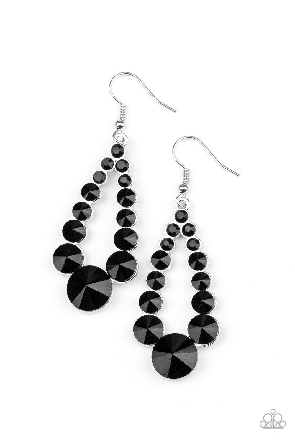 Paparazzi Accessories Black Rhinestone Earrings Paparazzi Here