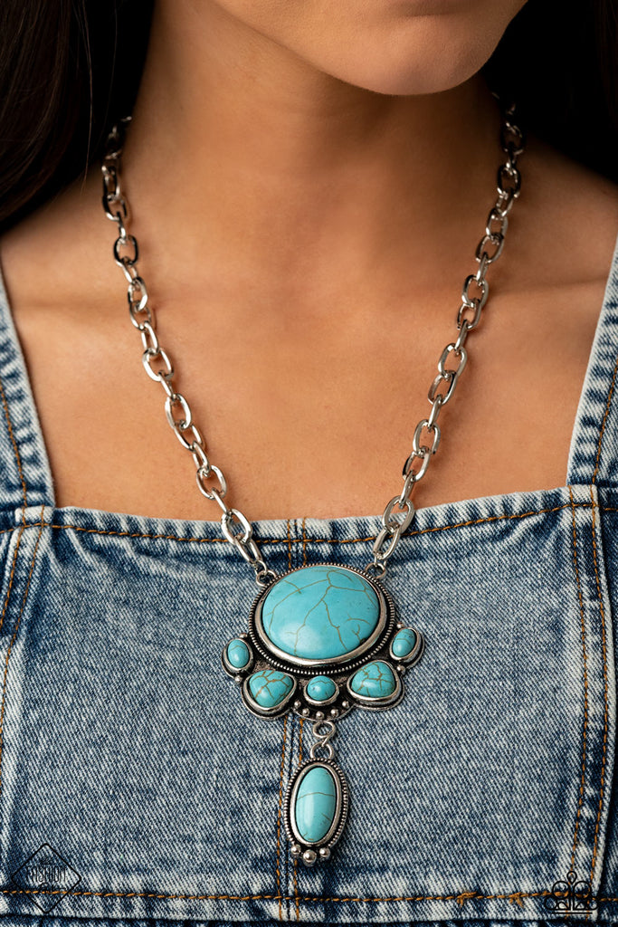 Geographically Gorgeous - Blue Turquoise Necklace - March 2021 Fashion Fix - Paparazzi