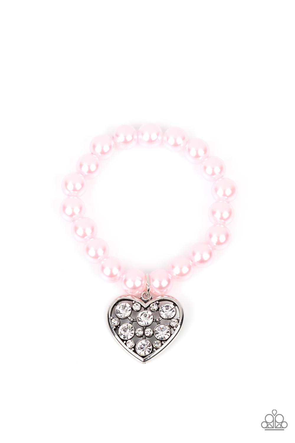 Peach Heart Charm Bracelet With Hanging Fairy