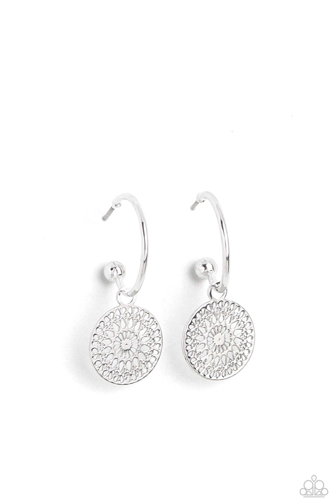 Mandala Maiden - Silver Hoop Earrings - Chic Jewelry Boutique