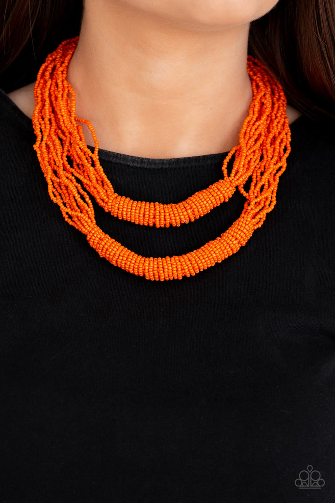 Right As RAINFOREST - Orange Seed Bead Necklace - Paparazzi