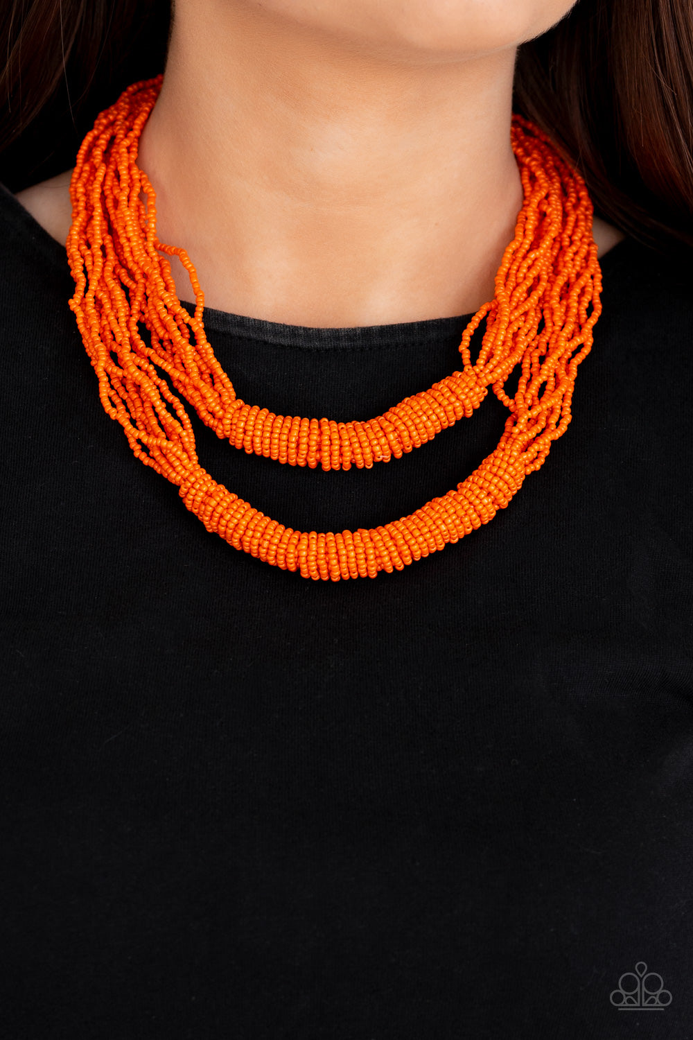 Paparazzi orange seed bead hot sale necklace