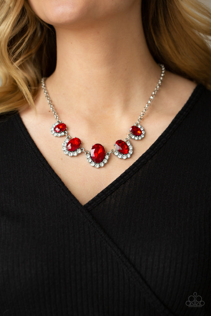 The Queen Demands It - Red Rhinestone Necklace - Paparazzi
