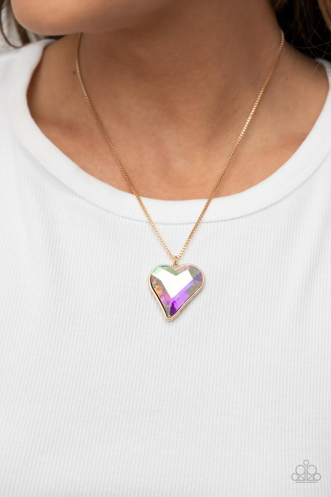 Lockdown My Heart - Gold Oil Spill Necklace - Paparazzi