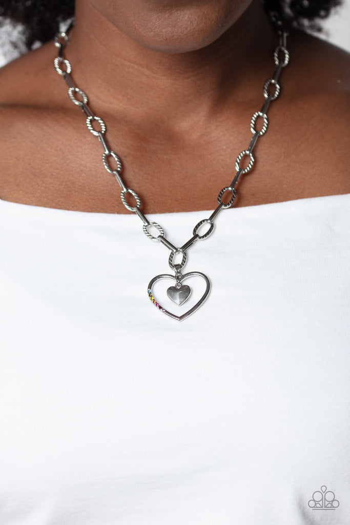 Refulgent Romance - Multi Heart Necklace - Chic Jewelry Boutique