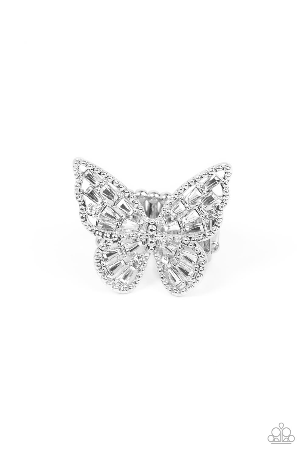 Seven Piece White Crystal Butterfly Ring Set - HoMafy