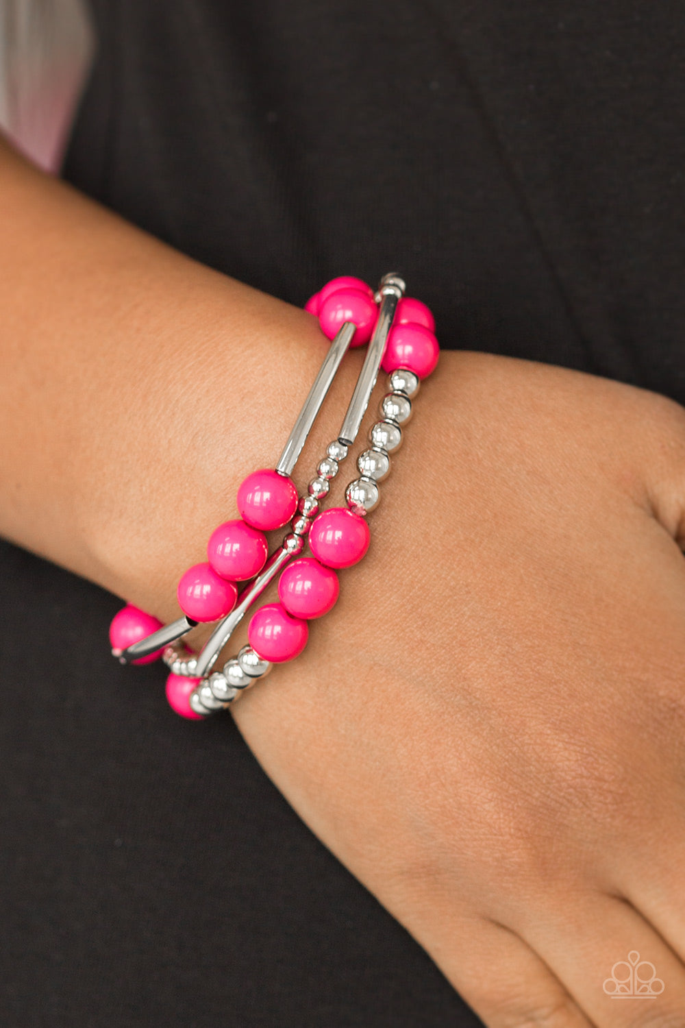 New Adventures - Pink & Silver Bracelet - Chic Jewelry Boutique