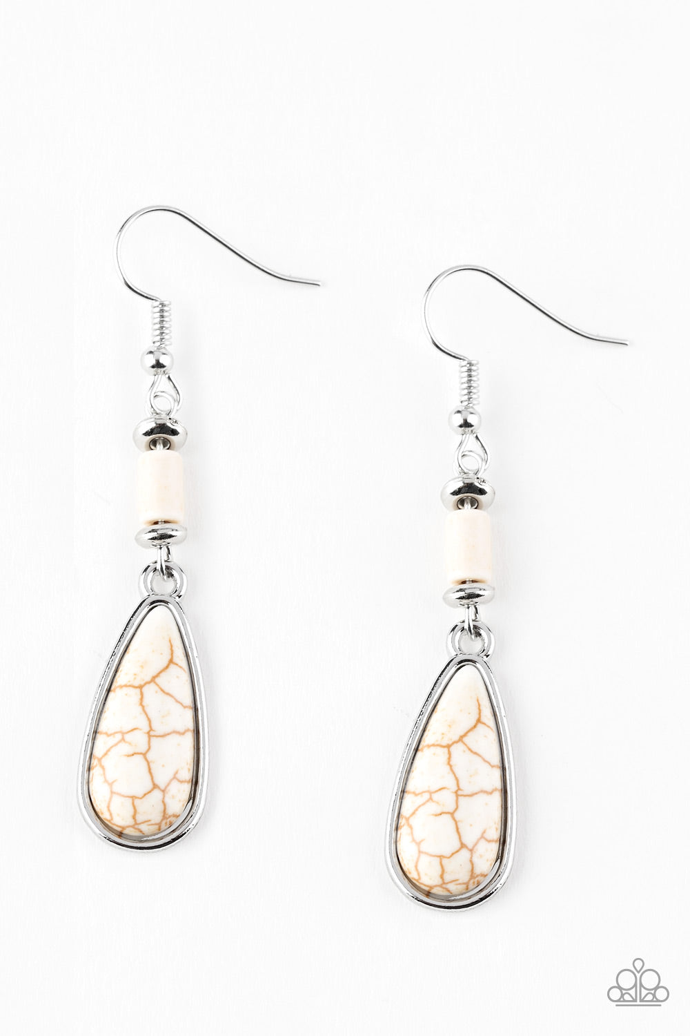 White crackle clearance stone earrings paparazzi