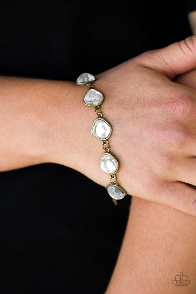 Perfect Imperfection - Brass & White Bracelet - Paparazzi Accessories