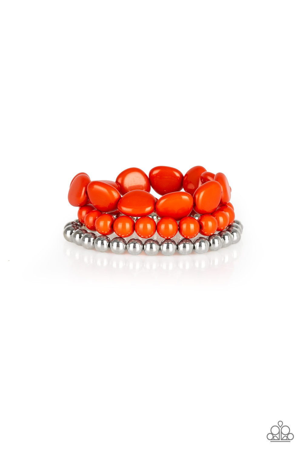 Color Venture - Orange and Silver Bracelet - Chic Jewelry Boutique
