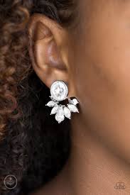 Radically Royal - White Peek-A-Boo Post Earrings - Paparazzi Accessories - Chic Jewelry Boutique by Andrea