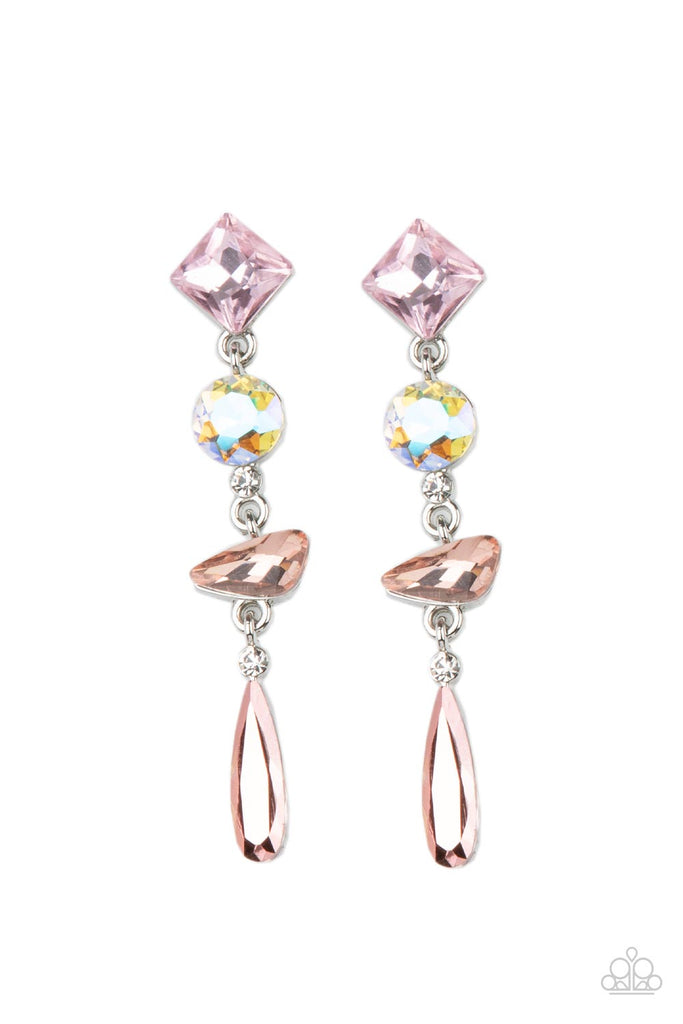 Rock Candy Elegance -Pink Iridescent Earrings - Paparazzi