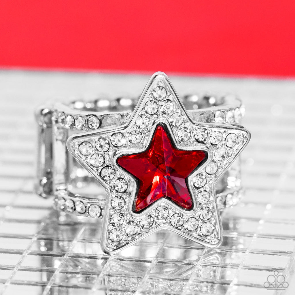 One Nation Under Sparkle - Red Star Ring - Chic Jewelry Boutique