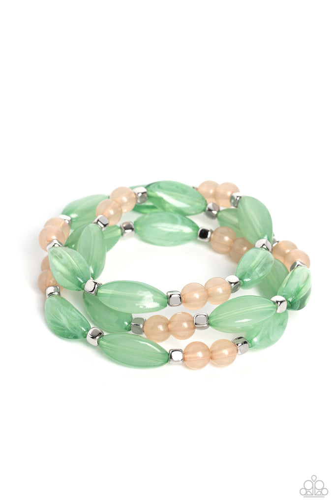BEAD Drill - Green & Peach Bracelet - Chic Jewelry Boutique