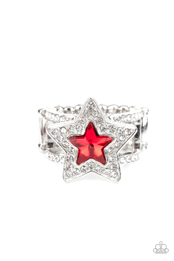 One Nation Under Sparkle - Red Star Ring - Chic Jewelry Boutique