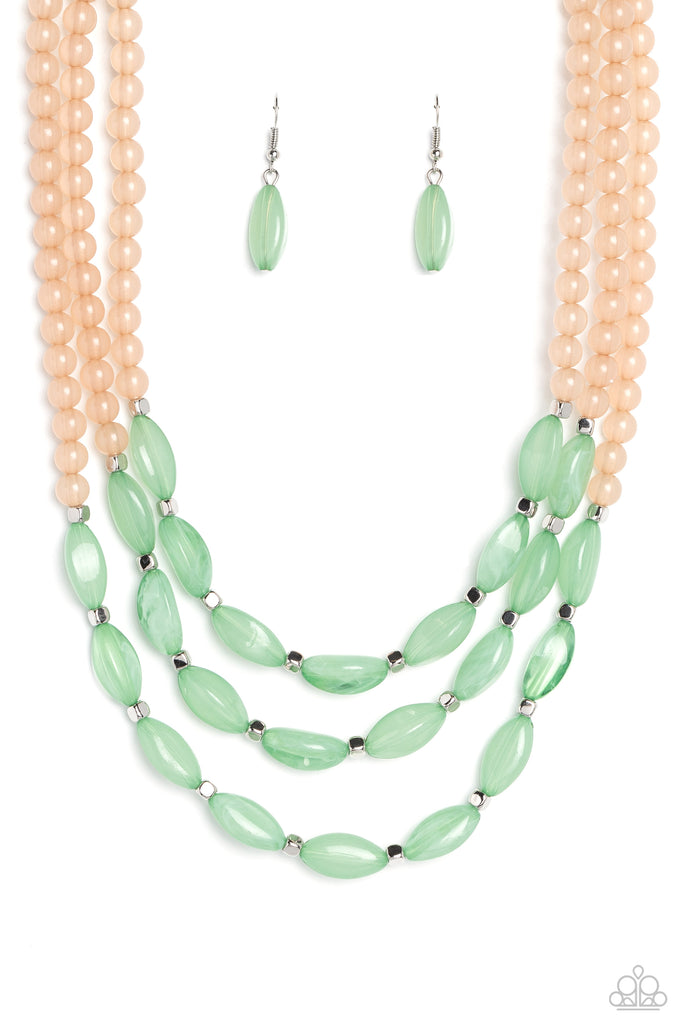 I BEAD You Now - Green & Peach Necklace - Chic Jewelry Boutique