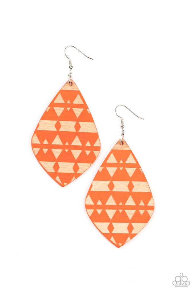 Zimbabwe Zoo - Orange Wood Earrings - Chic Jewelry Boutique