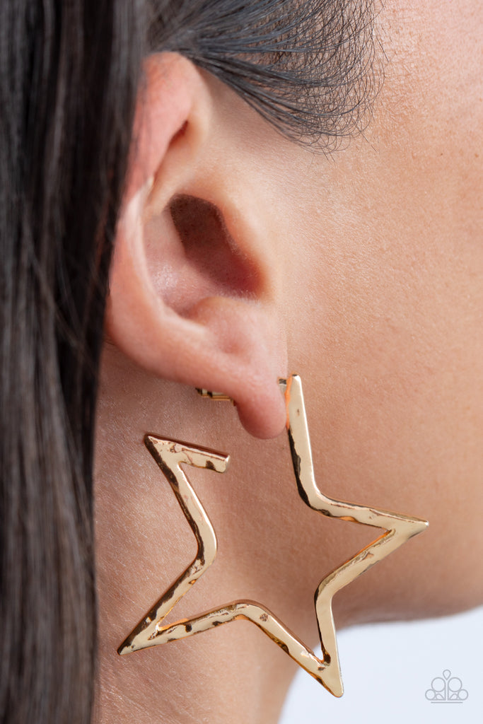 All-Star Attitude - Gold Hammered Earrings - Chic Jewelry Boutique